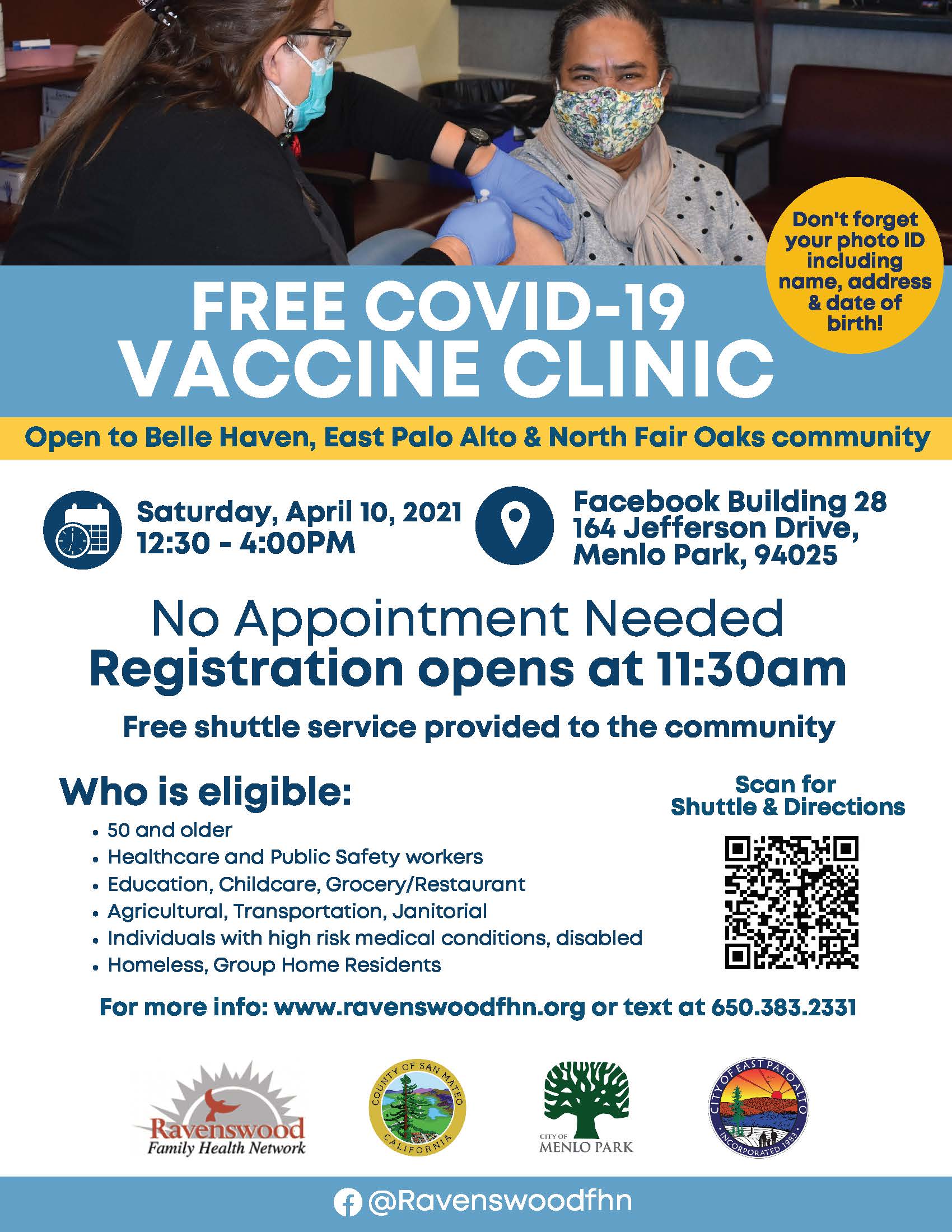 Facebook Vaccination Site for Local Community | City of East Palo Alto